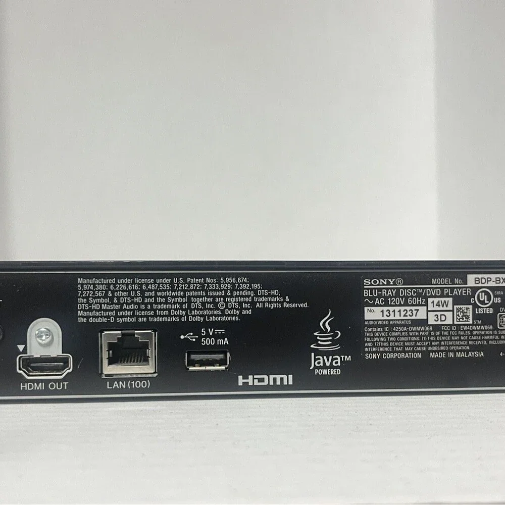 SONY BDP-BX510 BLU-RAY Player ONLY 3D Built-In WiFi 1080p DVD WORKS BLACK